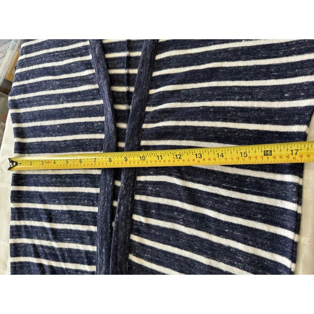 Old Navy Girls Large 10-12 Striped Open Front Cardigan Navy Blue White Knit